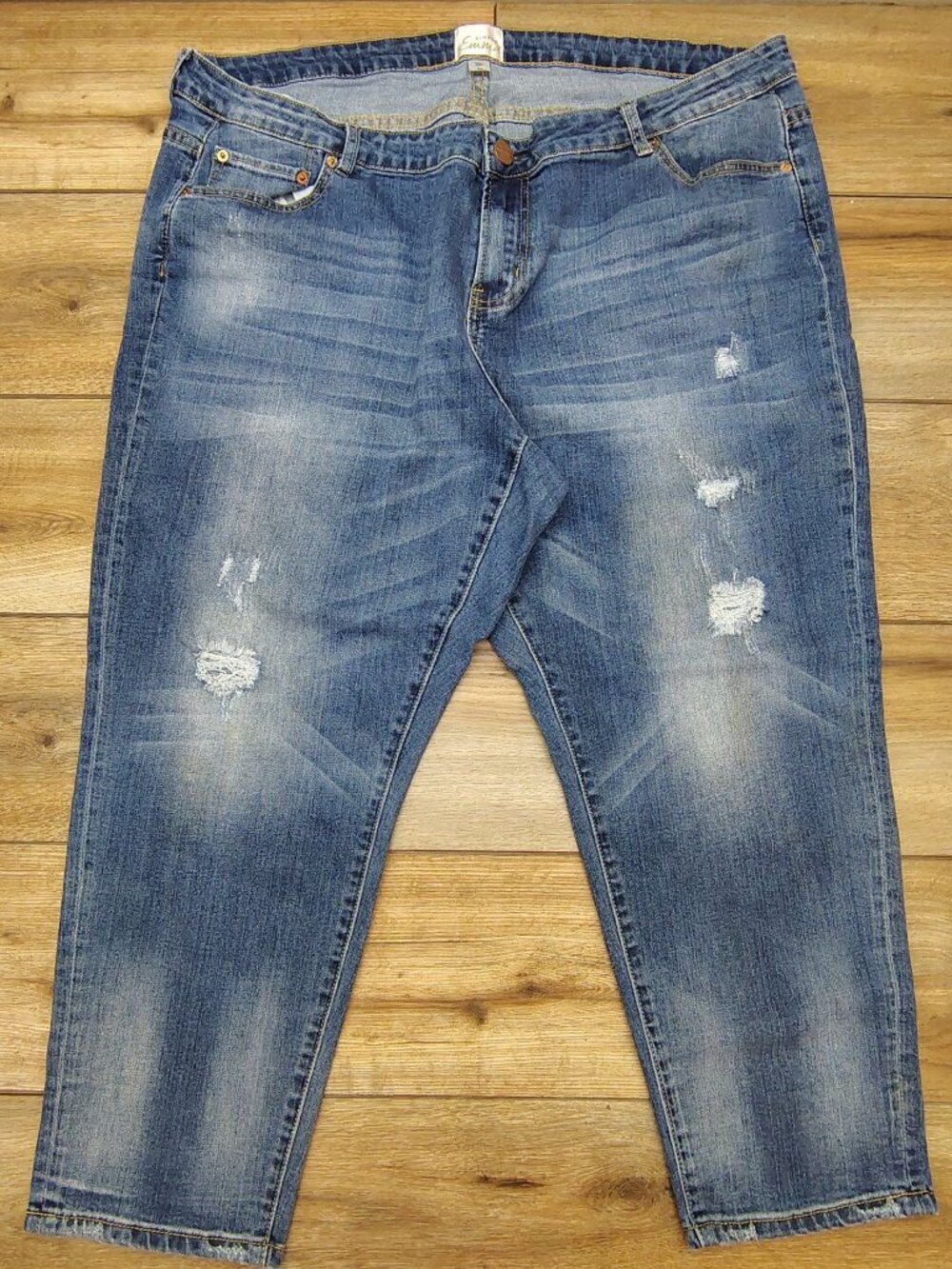 Simply Emma Distressed Skinny Jeans Women's Plus Size 20W Mid Rise Stretch 42/25